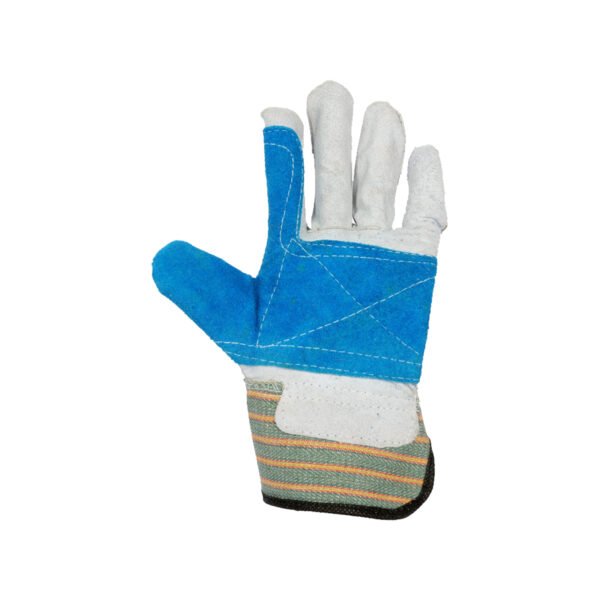 Vaultex, Double Palm Leather Gloves, Grey & Blue Color - Image 3