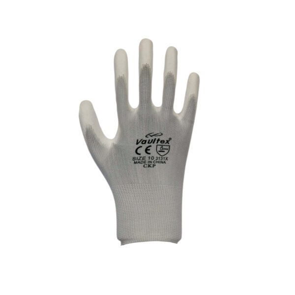 Vaultex, Pu Coated Gloves with Polyester Shell, White Color