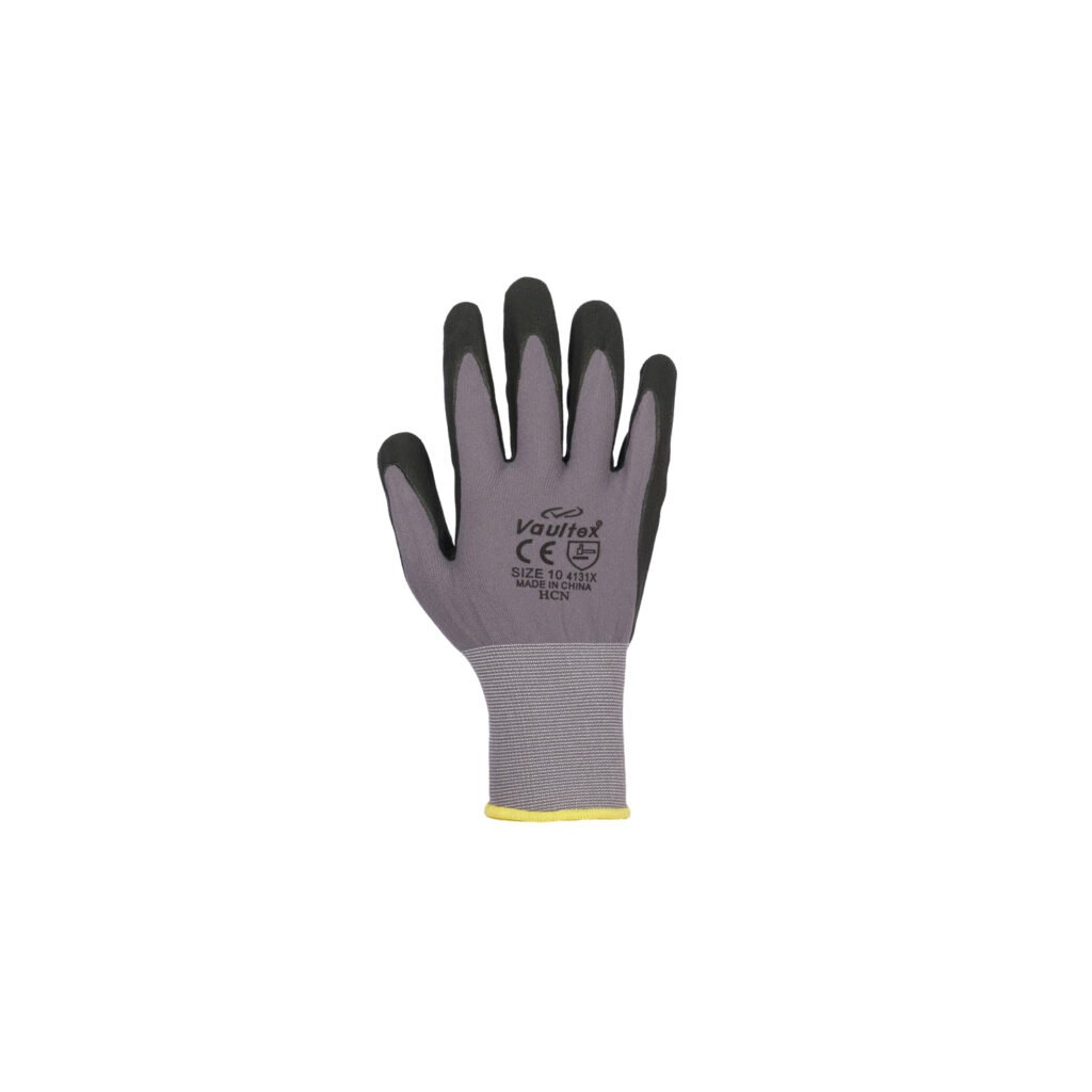 Vaultex, Mocrifine Foam Nitrile Cotted Gloves, Grey & Black Color
