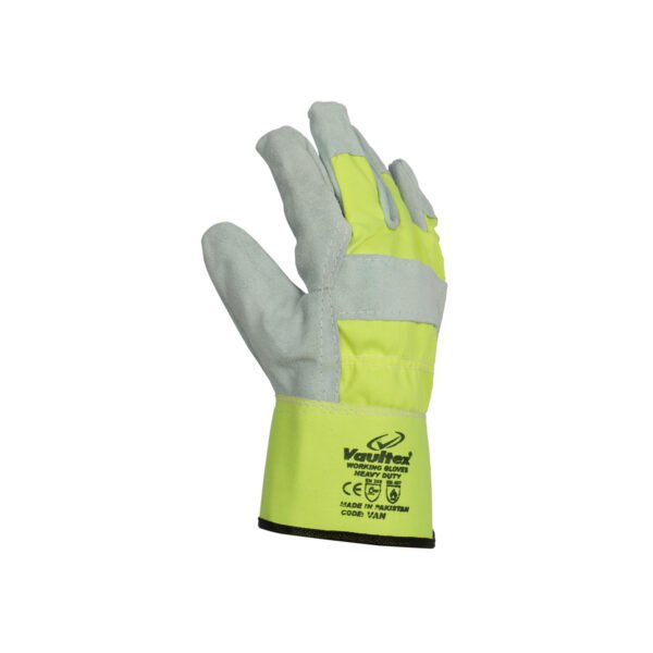 Vaultex, Single Palm Leather Gloves, Fluorescent Yellow Color - Image 4