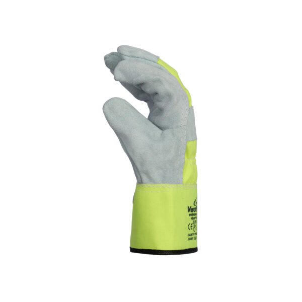 Vaultex, Single Palm Leather Gloves, Fluorescent Yellow Color - Image 3