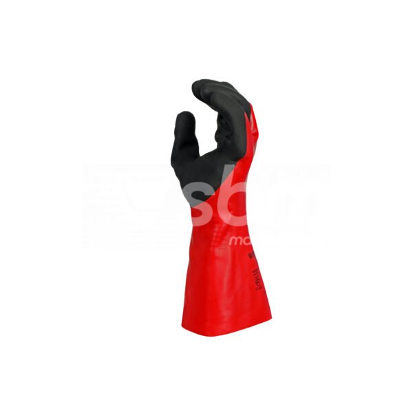 Workland,15GG Cut A Nitrile Flat Coated Gloves with Foam Palm Finish & Gauntlet,35 Cm,Red & Black - Image 5