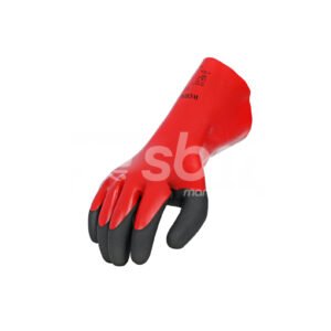 Workland,15GG Cut A Nitrile Flat Coated Gloves with Foam Palm Finish & Gauntlet,35 Cm,Red & Black