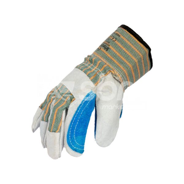 Vaultex, Double Palm Leather Gloves, Grey & Blue Color - Image 4