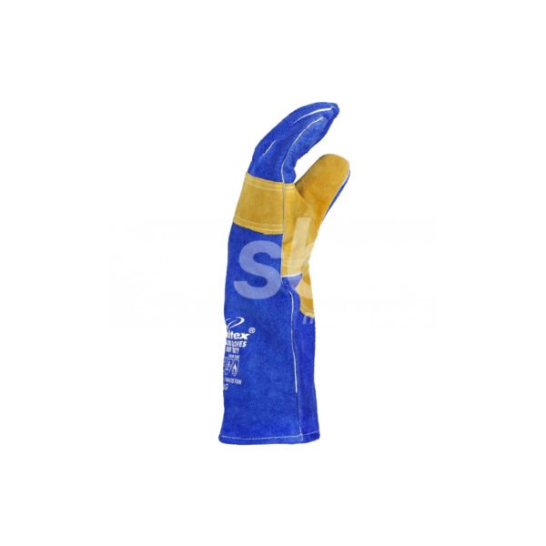 Vaultex, Double Palm Leather Welding Gloves, Grey/Blue Color - Image 3