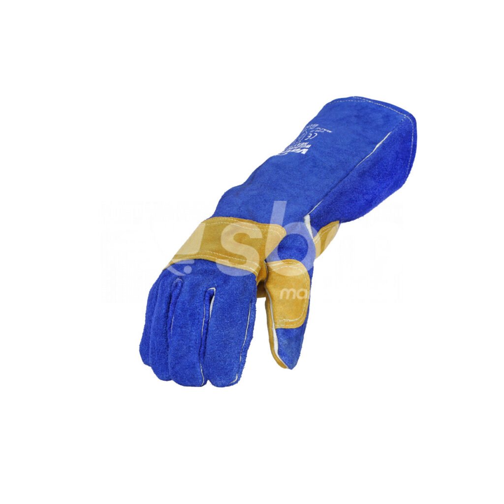 Vaultex, Double Palm Leather Welding Gloves, Grey/Blue Color
