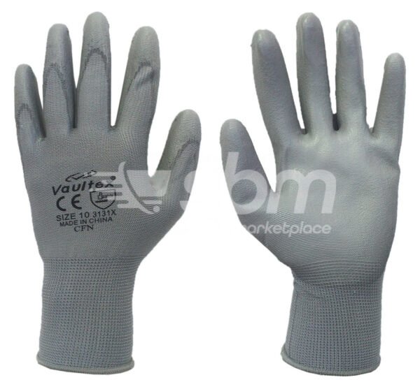 Vaultex, Pu Coated Gloves with Polyester Shell, Grey Color