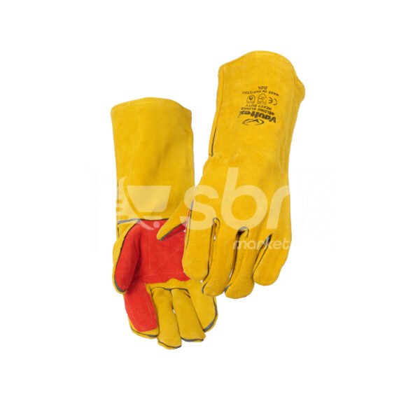 Vaultex, Double Palm Leather Welding Gloves, Yellow/Red Color
