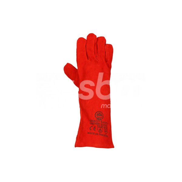 Welding Gloves Without Piping, Size: 16", Red Color - Image 5