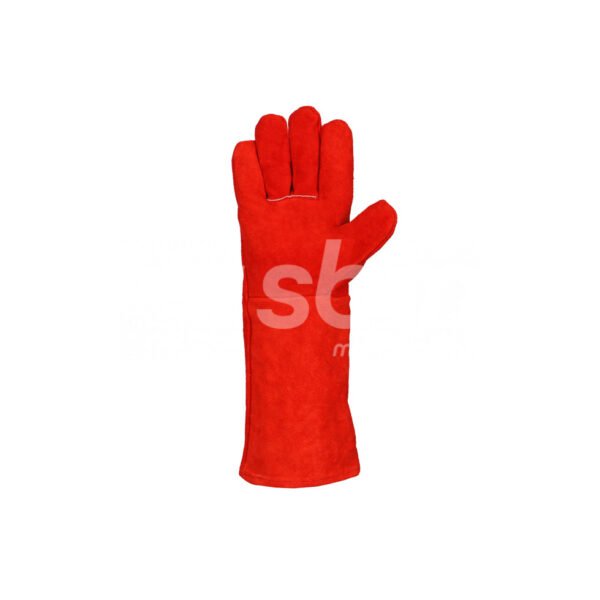 Welding Gloves Without Piping, Size: 16", Red Color - Image 6
