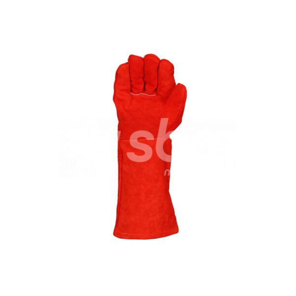 Welding Gloves Without Piping, Size: 16", Red Color - Image 2