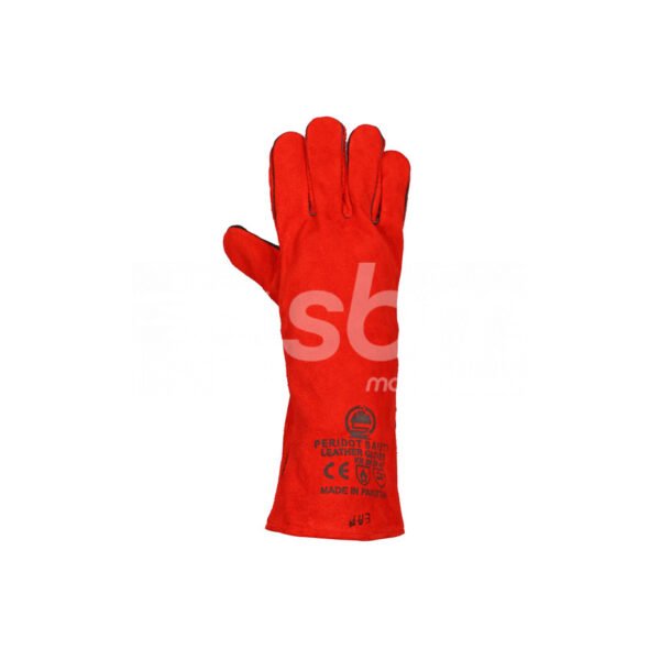 Welding Gloves With Pipping, Size: 16", Red Color - Image 6