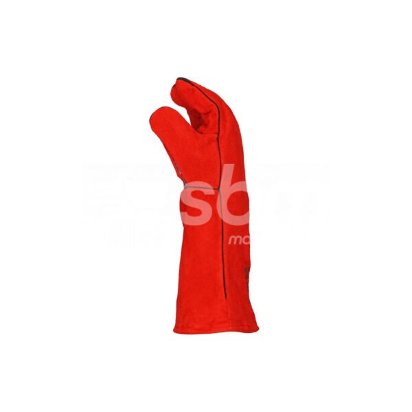 Welding Gloves With Pipping, Size: 16", Red Color - Image 2