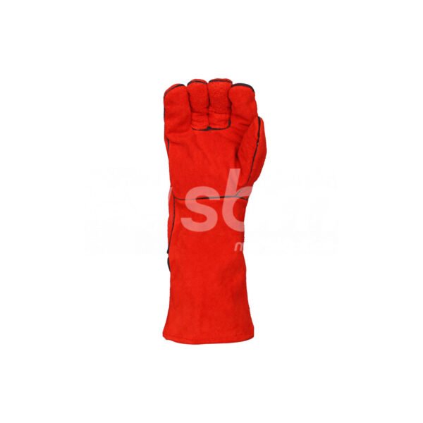 Welding Gloves With Pipping, Size: 16", Red Color - Image 7