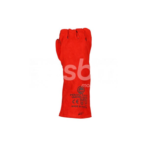 Welding Gloves With Pipping, Size: 16", Red Color - Image 3