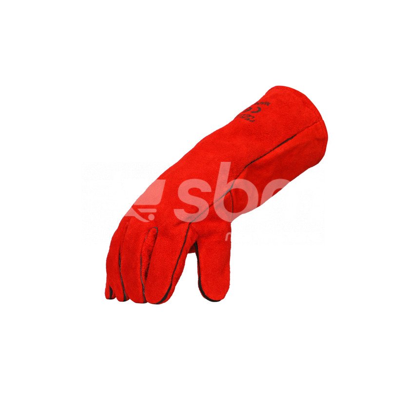Welding Gloves With Pipping, Size: 16", Red Color