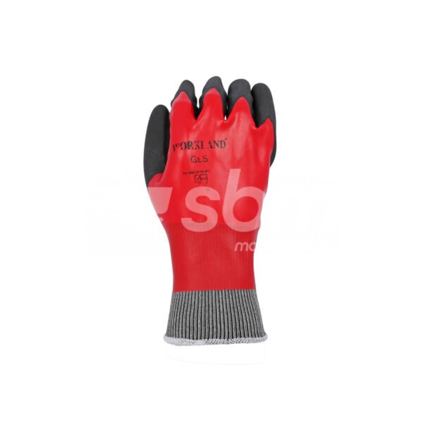 Workland, Full Dip Nylon Liner Nitrile Coated Gloves, Red & Black Color - Image 3