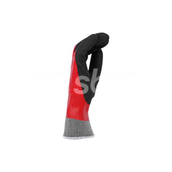 Workland, Full Dip Nylon Liner Nitrile Coated Gloves, Red & Black Color - Image 7