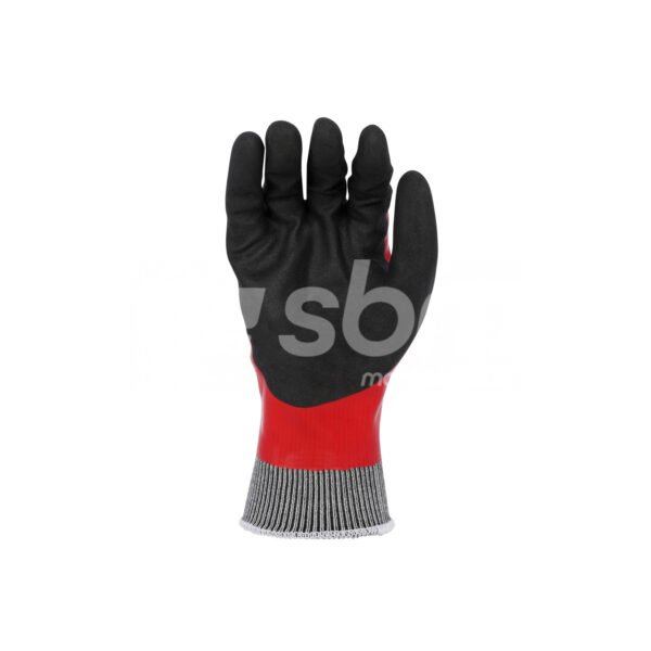 Workland, Full Dip Nylon Liner Nitrile Coated Gloves, Red & Black Color - Image 4
