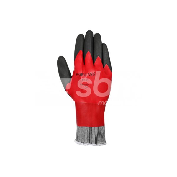 Workland, Full Dip Nylon Liner Nitrile Coated Gloves, Red & Black Color - Image 5