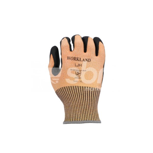 Workland, HPPE Cut C Gloves with Nitrile Coated , Orange & Black Color - Image 4