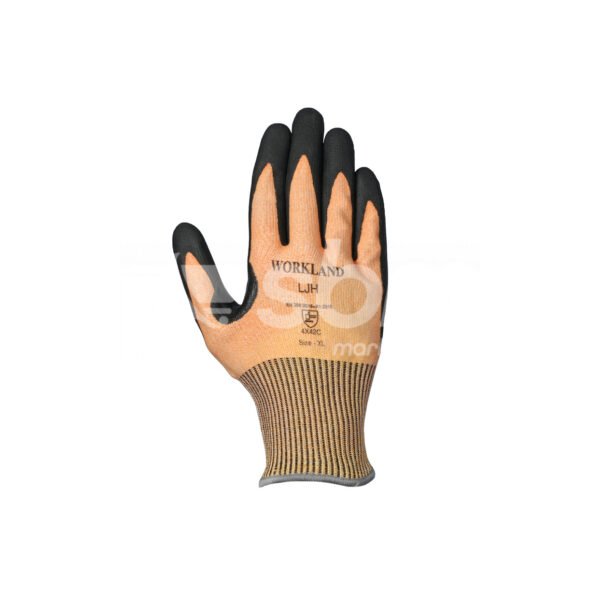 Workland, HPPE Cut C Gloves with Nitrile Coated , Orange & Black Color - Image 6