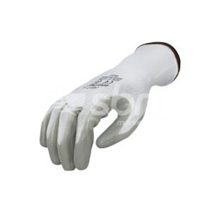 Vaultex, 13gg Nitrile Coated Gloves, Grey & White Color