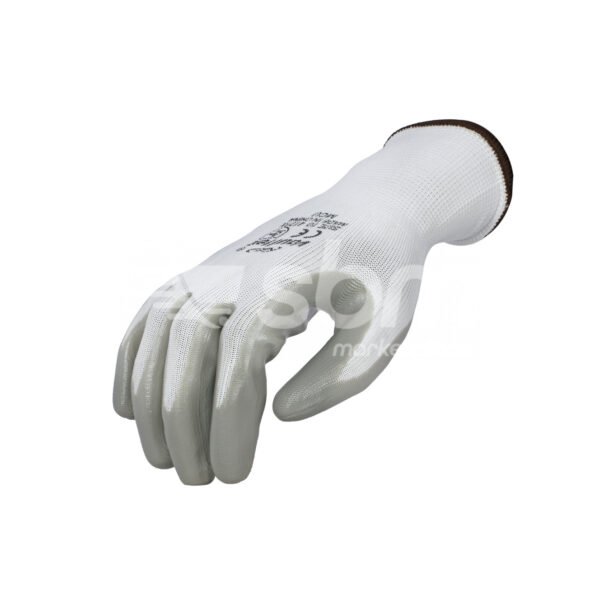 Vaultex, 13gg Nitrile Coated Gloves, Grey & White Color