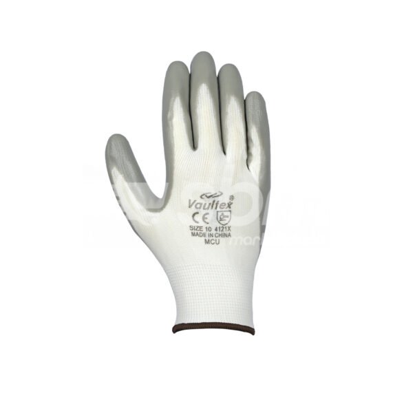 Vaultex, 13gg Nitrile Coated Gloves, Grey & White Color - Image 5