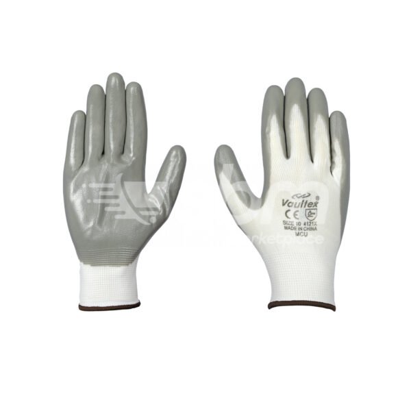 Vaultex, 13gg Nitrile Coated Gloves, Grey & White Color - Image 7