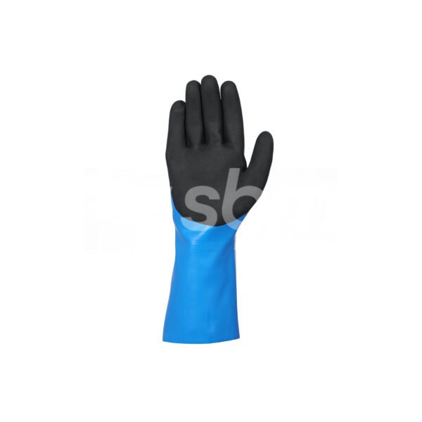 Workland,15GG Cut A Nitrile Flat Coated Gloves with Foam Palm Finish & Gauntlet,35 Cm,Blue & Black - Image 5