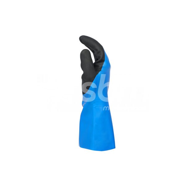 Workland,15GG Cut A Nitrile Flat Coated Gloves with Foam Palm Finish & Gauntlet,35 Cm,Blue & Black - Image 6