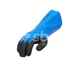 Workland,15GG Cut A Nitrile Flat Coated Gloves with Foam Palm Finish & Gauntlet,35 Cm,Blue & Black