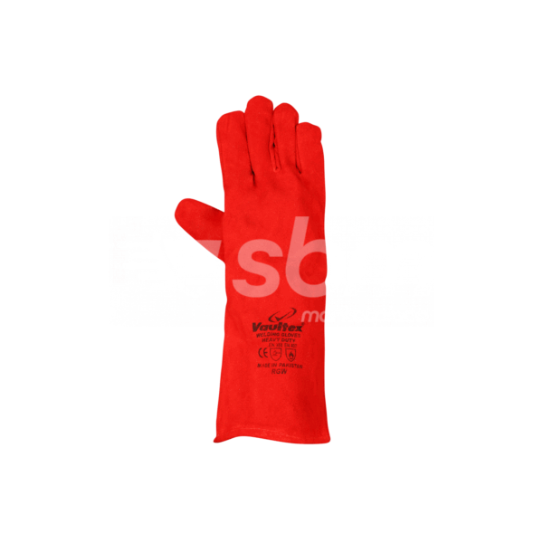 Vaultex, Welding Gloves without Piping, Red Color, Size: 16 Inch - Image 6