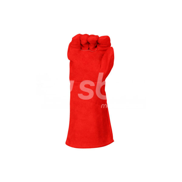 Vaultex, Welding Gloves without Piping, Red Color, Size: 16 Inch - Image 2