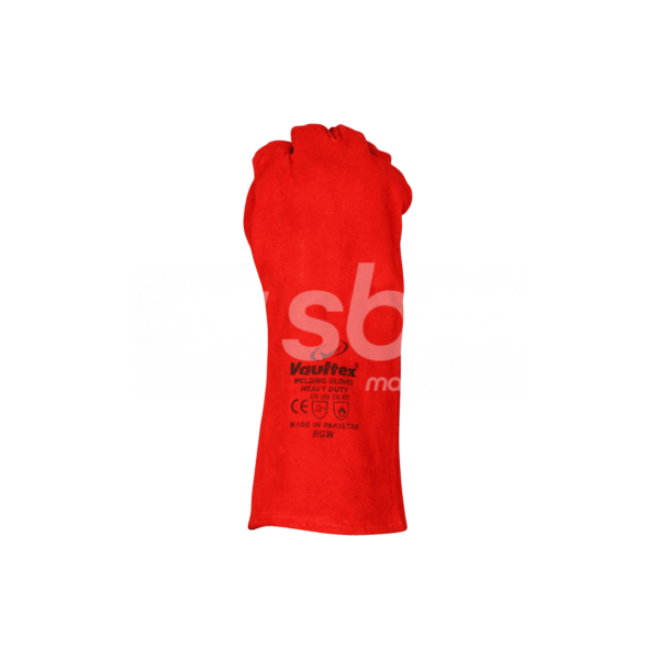 Vaultex, Welding Gloves without Piping, Red Color, Size: 16 Inch - Image 3