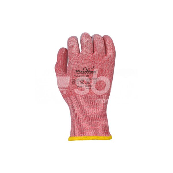 Vaultex, 13gg HPPE Cut E Gloves with Silicon & Nitrile Mix Coated, Salt and Pepper Pink Liner - Image 6
