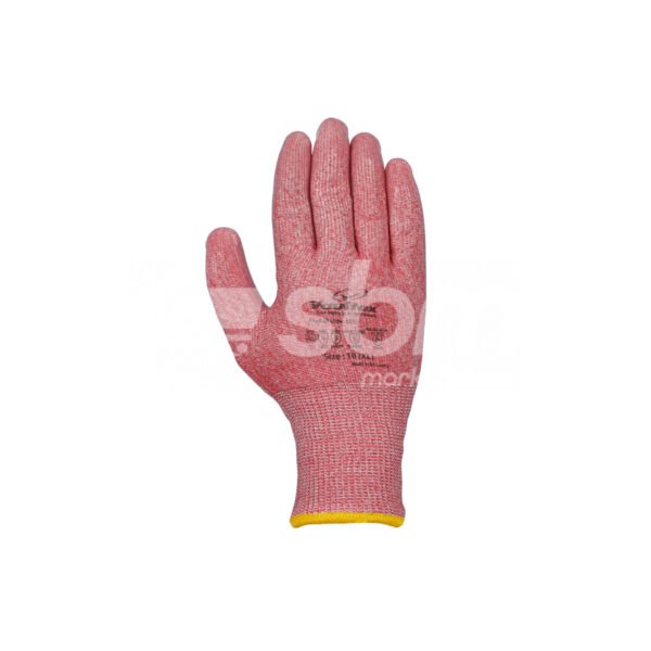 Vaultex, 13gg HPPE Cut E Gloves with Silicon & Nitrile Mix Coated, Salt and Pepper Pink Liner - Image 3