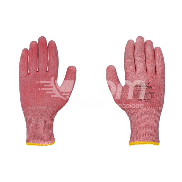 Vaultex, 13gg HPPE Cut E Gloves with Silicon & Nitrile Mix Coated, Salt and Pepper Pink Liner - Image 5